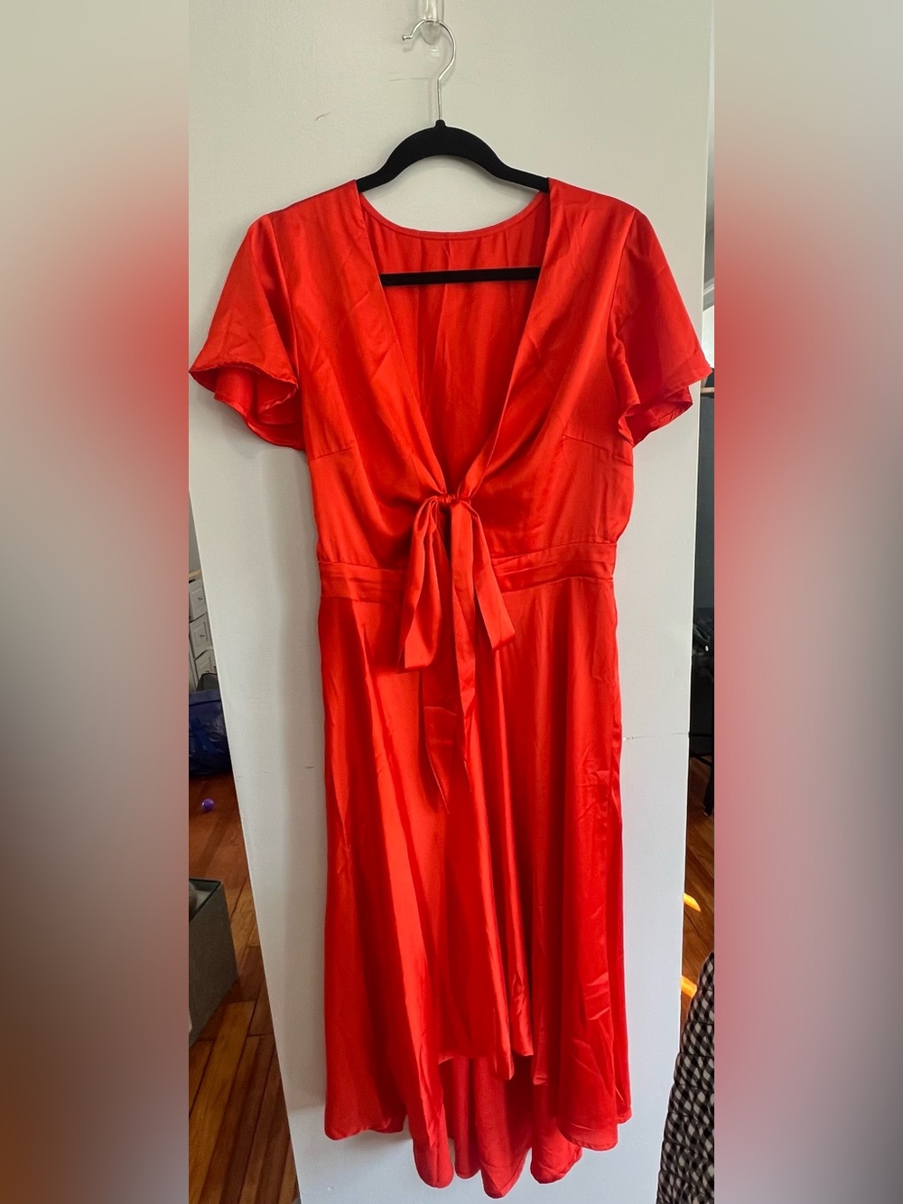 Red Tie-Front Women’s Dress